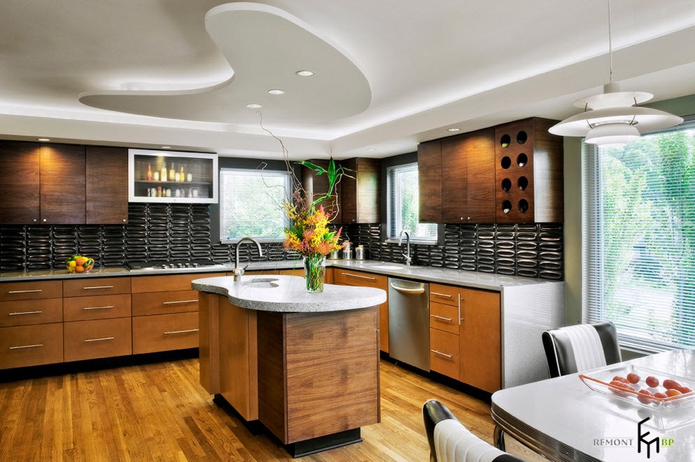 l shape kitchen ceiling design