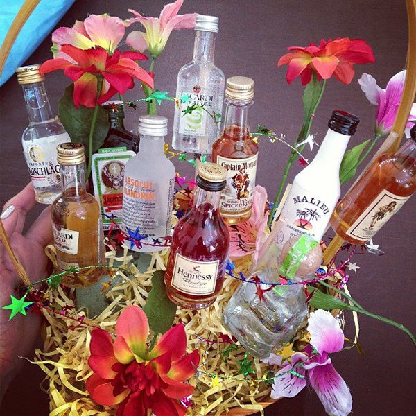 DIY Mini Alcohol Bottle Bouquet