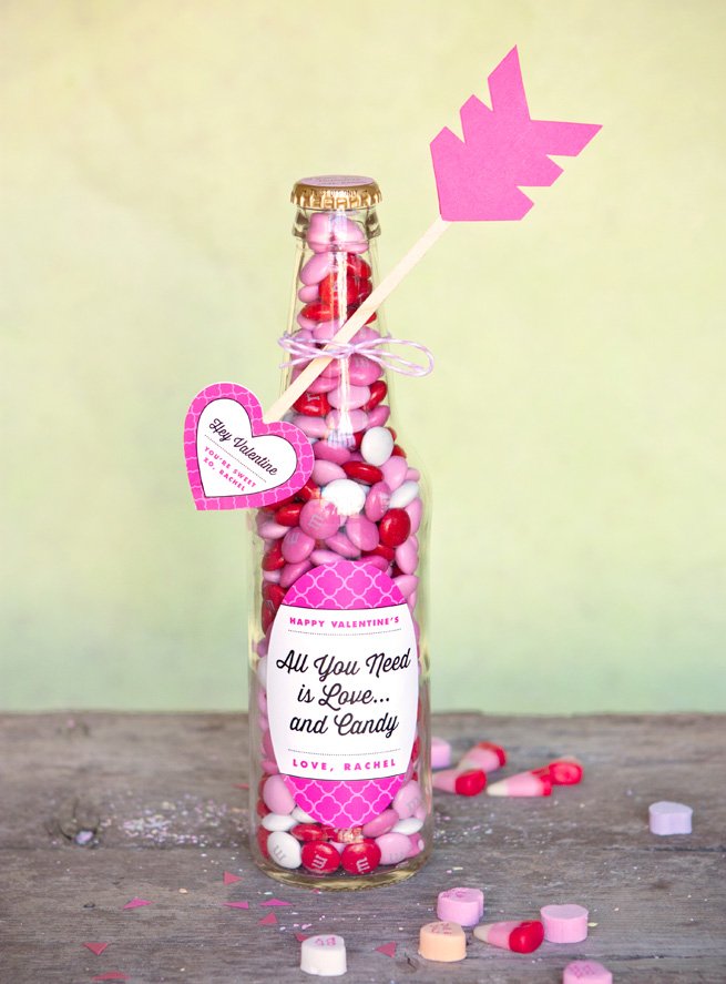 DIY Valentine Candy Bottles And Heart Arrow