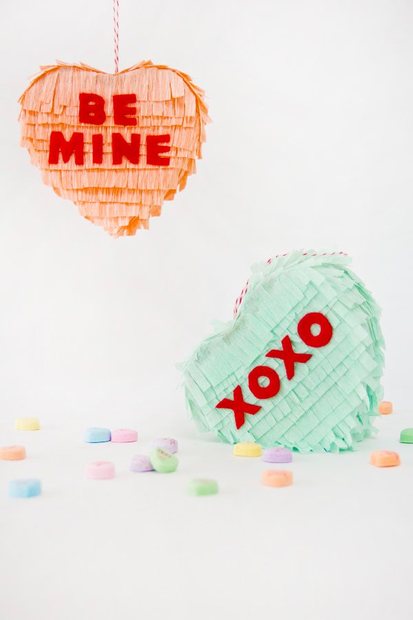 DIY Conversation Heart Pinatas